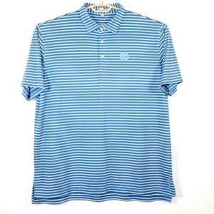 Peter Millar Summer Comfort Mens Short Sleeve Polo Shirt Blue Striped Stretch